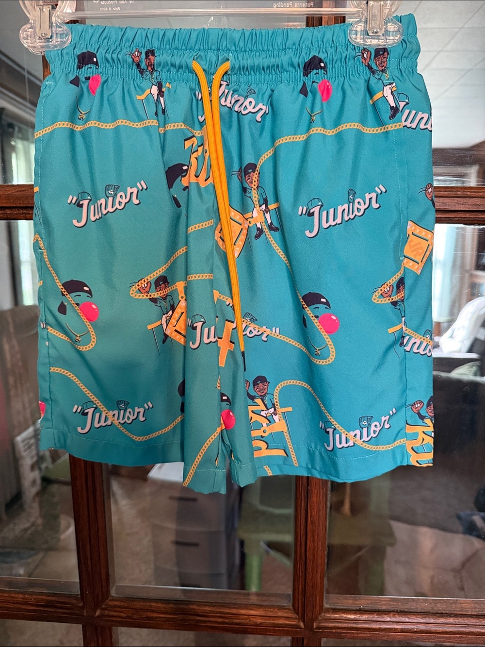 Baseballism Kids Ken Griffey Jr Shorts Teal Graphic Shorts Large